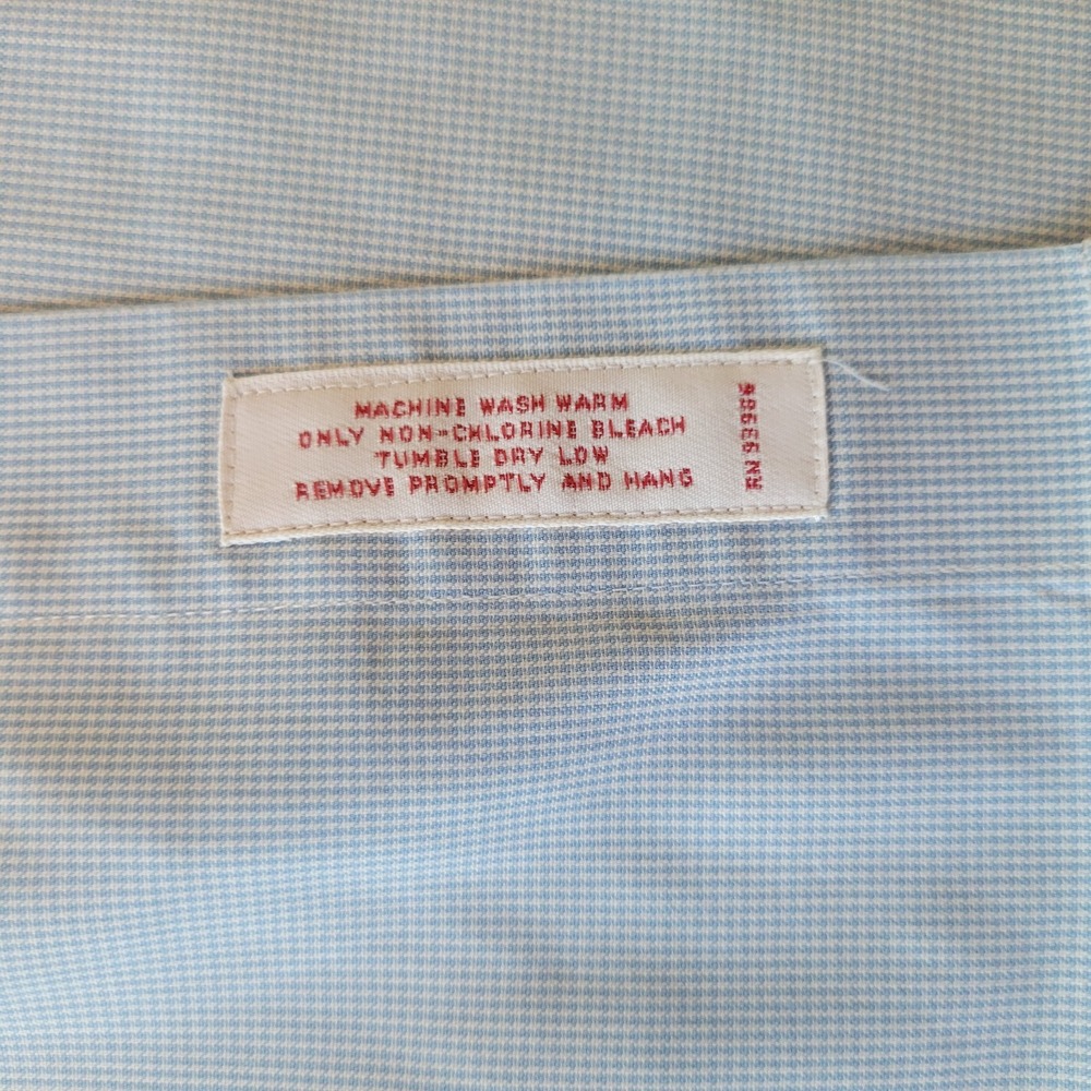 Brooks Brothers Dress Shirt Mens 17 4/5 Blue Check Houndstooth Non Iron 346 - Picture 9 of 10